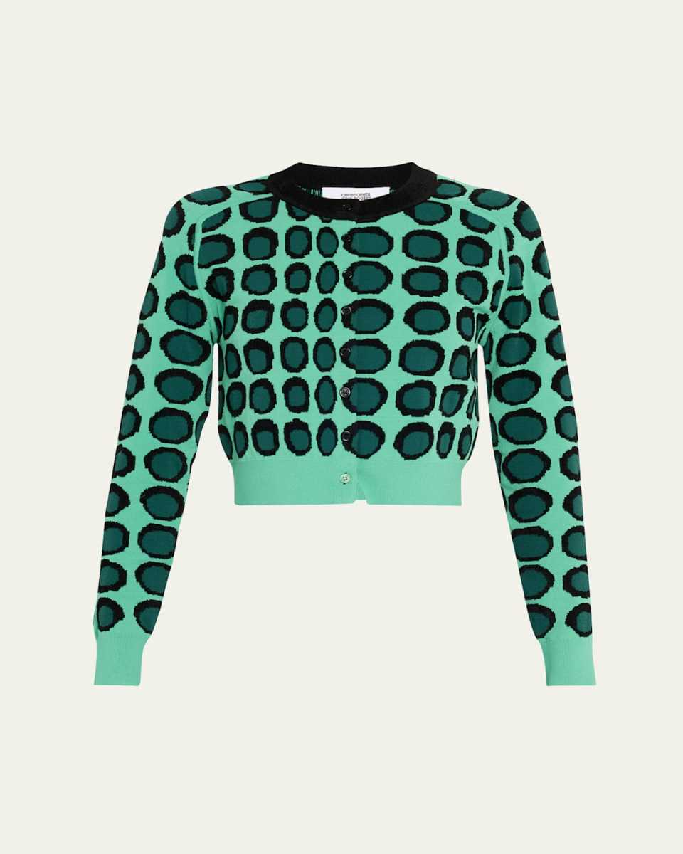 Wiggle Dot Jacquard Cropped Knit Cardigan